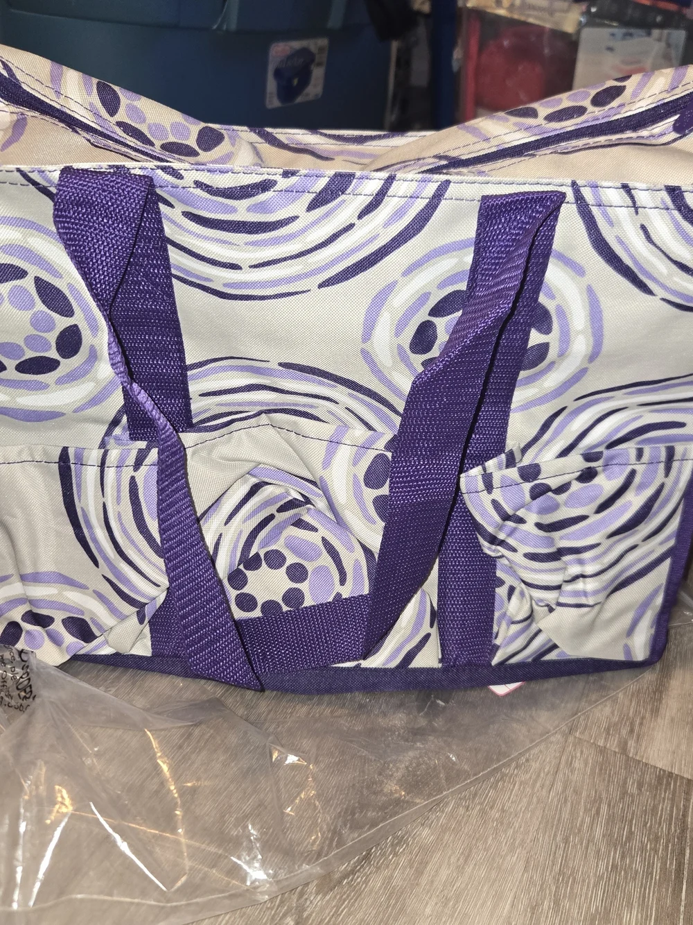 Thirty One Purple Geo Pop Retired Organizing Utility Tote Bag New